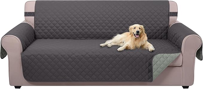 U-NICE HOME Large Sofa Cover Reversible Couch Cover, Dark Grey/Light Grey | 78''Oversized, Washable, Pet Friendly, Elastic Straps, Water Repellent, Furniture Protector Mat for 3 Cushion Couch by U-NICEHOME