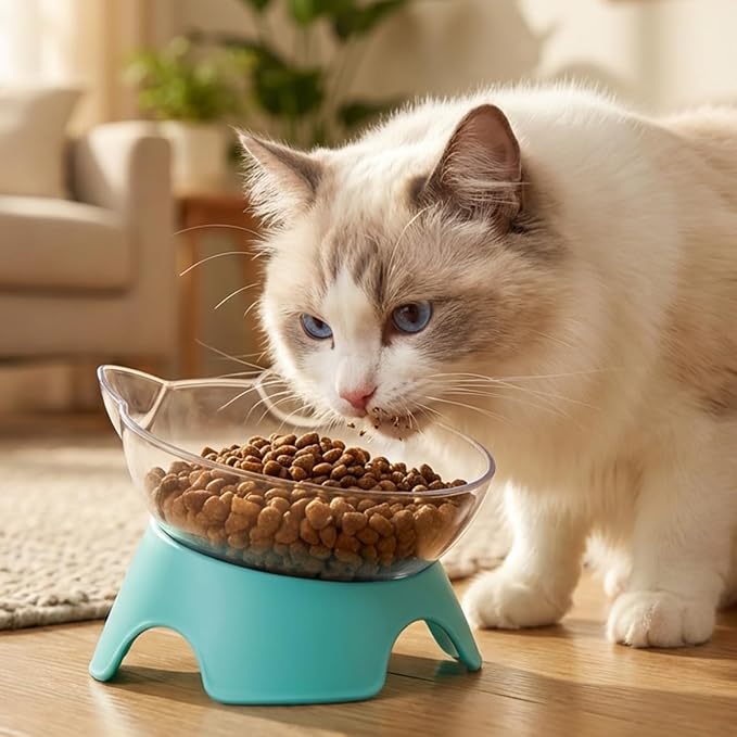MILIFUN Raised Cat Food Bowls with Stand, Cat Dishes for Food or Water, Cats Tilted Bowl, Pet Dish with Stand (Blue Double Bowl) - Image 5