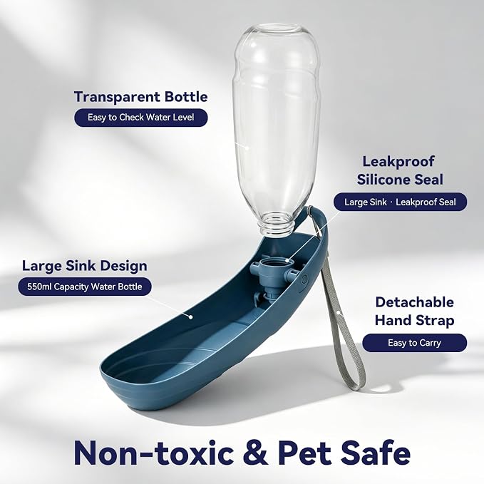 Portable Dog Water Bottle, 18.5OZ Large Dog Travel Water Bottle Leak-Proof Pet Water Dispenser with Carrying Lanyard, Ideal for Outdoor Walking Hiking Travel - Image 3