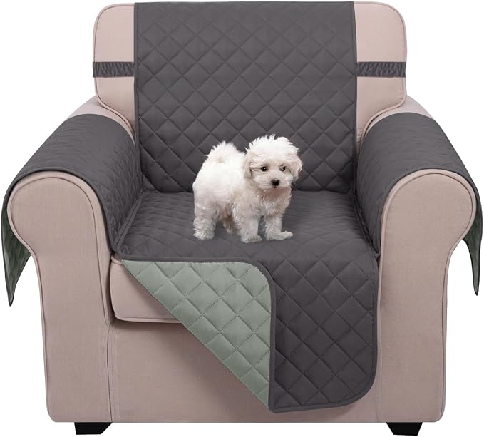 U-NICE HOME Reversible Recliner Chair Covers, Dark Grey/Light Grey | 23''Armchair Cover for dogs Washable, Pet Friendly, Elastic Straps, Water Repellent, Diamond Quilted by U-NICEHOME
