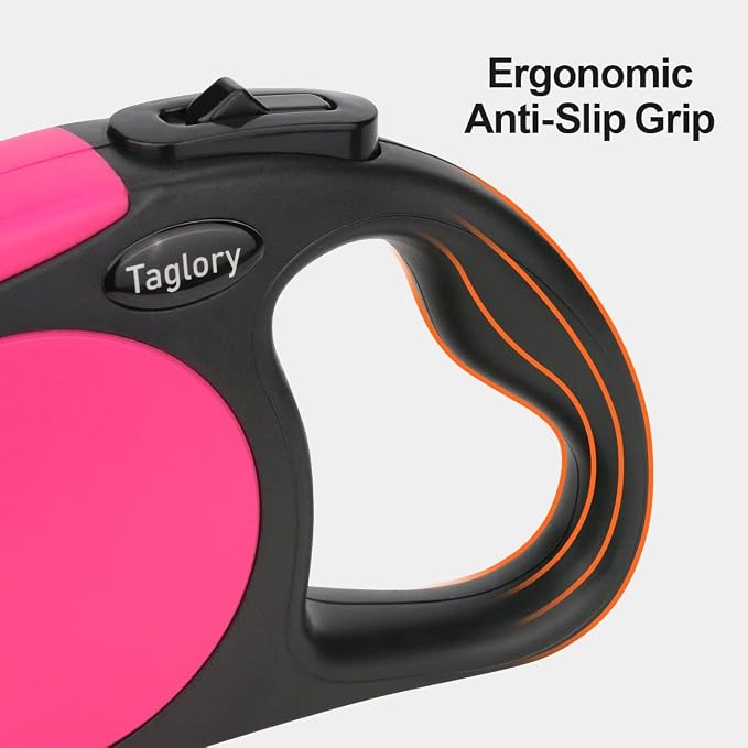 Taglory Retractable Dog Leash, One-Handed Brake, 16ft, Up to 44 lbs, Pink | More Freedom While Staying in Control, Smooth Retraction, Tangle-Free Design, Easy-Grip Handle, Daily Neighborhood Walks - Image 6