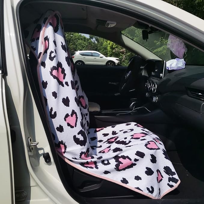 Car Seat Cover Protector Front Seats,for Gym Workout,Running,Swimming,Beach and Hiking,Waterproof Sweat Towel Bucket Seat Covers for Cars SUV Trucks (Leopard Print, 1Pcs) - Image 8