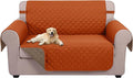 U-NICE HOME Loveseat Sofa Cover for 2 Cushion Couch, Orange/Taupe | 45''Loveseat Cover Washable, Pet Friendly, Elastic Straps, Water Repellent, Furniture Protector for 2 Cushion by U-NICEHOME