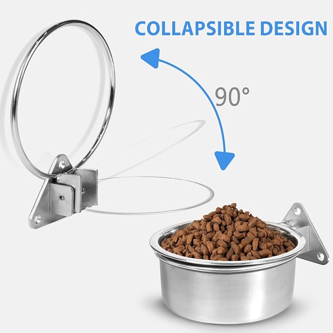 Raised Small Dog Bowls Wall Mount Pet Bowl, Collapsible Elevated Pet Bowl for Dog Cat Chicken Coop - 4 Cups / 1 Quart - Image 3