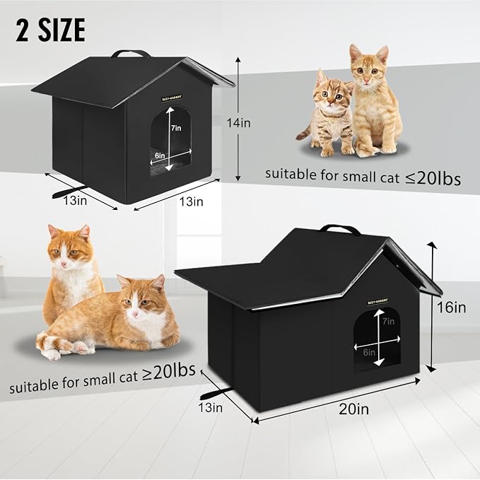 Outdoor Insulated Cat House for Feral Large Cats Weatherproof | Indestructible windproof shelter with mat & clip, insulated waterproof design, fits stray & feral cats for winter outdoor use - Image 6
