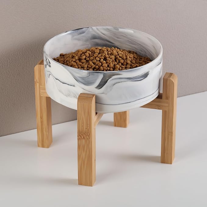 Raised/Elevated Ceramic Dog Bowl for Small Medium Sized Breeds,Dog Food Water Bowl with Stand,6 in Non Slip Heavy Pet Feeding Dish 3.6 Cups/ 850 ml /28 OZ Marble Grey - Image 6