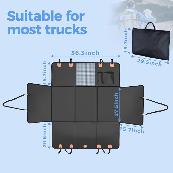 MYJAQI Back Seat Extender for Dogs, Hard Bottom Dog Truck Car Seat Cover | Anti-Scratch PU Leather, Non-Slip, 400lbs Supports & 60% Larger Space, Mesh Window, Easy Clean, Durable Dog Hommock for Truck - Image 5
