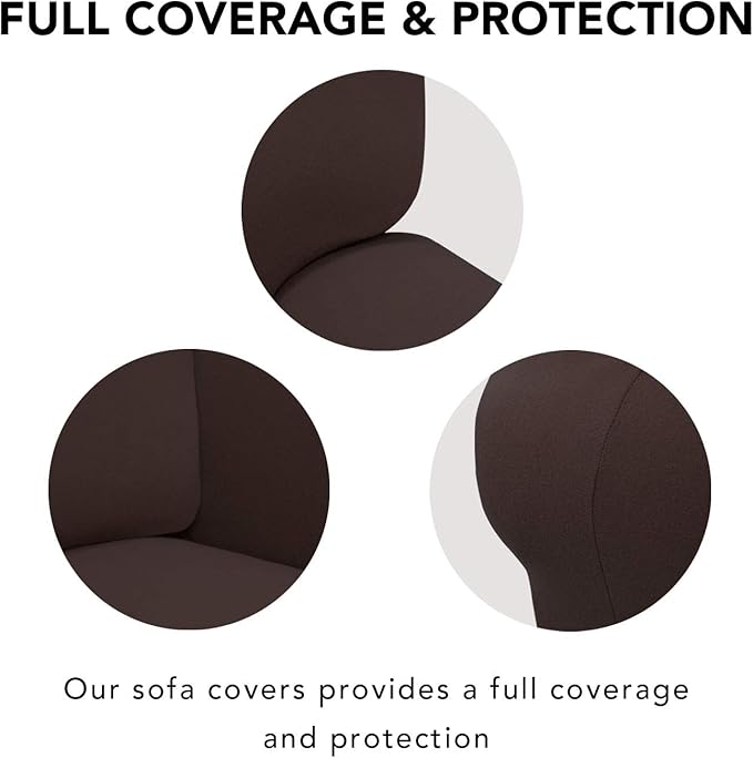 PureFit Stretch Oversized Couch Covers Fleece Sofa Slipcovers Chocolate | 1-Piece Sofa Cover Washable Soft Couch Protector, Couch Slipcover with Non Skid Foam and Elastic Bottom for Kids, Dogs - Image 3