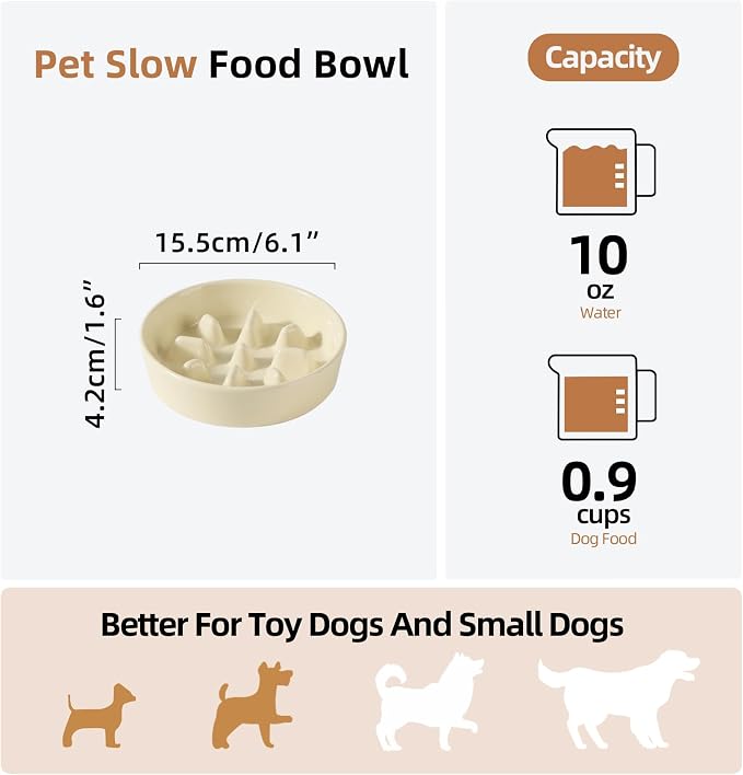 Havniva Dog Bowls Slow Feeder, Ceramic Slow Feeder Dog Bowls for Fast Eater | 0.9 Cups Dog Food Bowl Puzzle Feeder, Slow Feeding Bowls for Small Breed, Non-Slip Base, Anti-Choking - Image 2