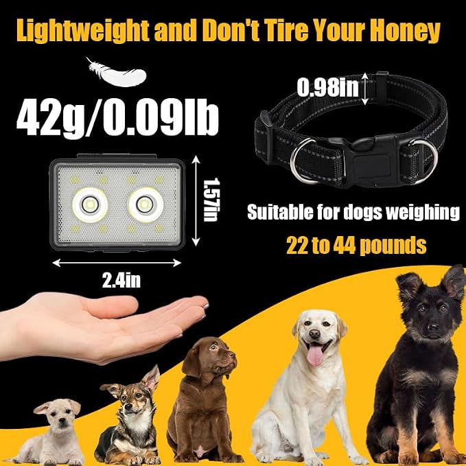 Rechargeable Dog Collar Lights, SUPPENGUIN 3+4 Modes Dog Lights Clip on for Night Walking, Night time, Portable, IP44 Waterproof (Black, 2 Pack) - Image 4