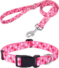 Mihqy Dog Collar and Leash Set, for Large Dogs, Pink Heart Set,L | with Fashion Patterns, Adjustable for Small Medium Large Dogs, Comfortable for Walks and Outdoor Hikes by Mihqy