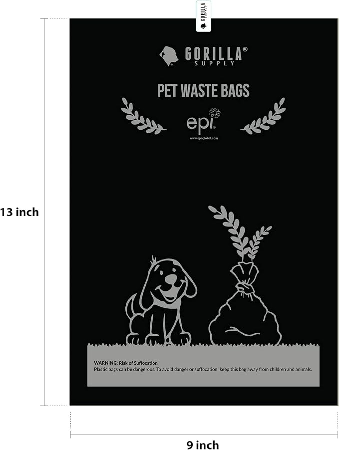 GORILLA SUPPLY Dog Poop Waste Bags with Dispenser and Leash Tie, 9" x 13", Black, 1000 Count - Image 7