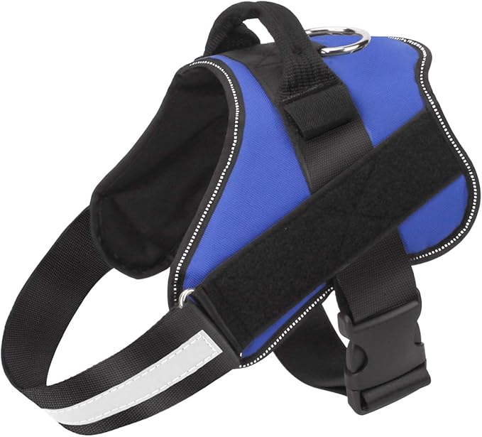 Dog Harness, No-Pull Reflective Dog Vest, Breathable Adjustable Pet Harness with Handle for Outdoor Walking - No More Pulling, Tugging or Choking (Blue, S) by Bolux