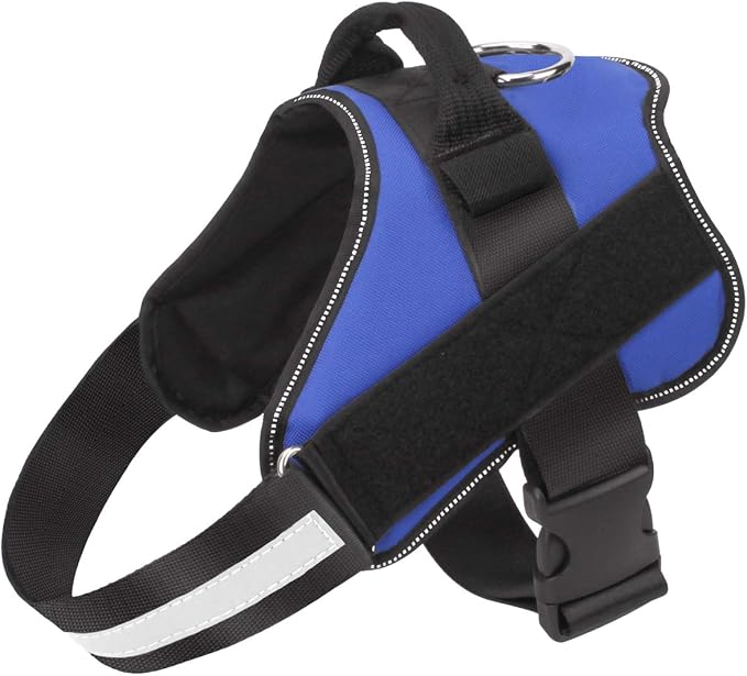 Dog Harness, No-Pull Reflective Dog Vest, Breathable Adjustable Pet Harness with Handle for Outdoor Walking - No More Pulling, Tugging or Choking (Blue, XL) by Bolux