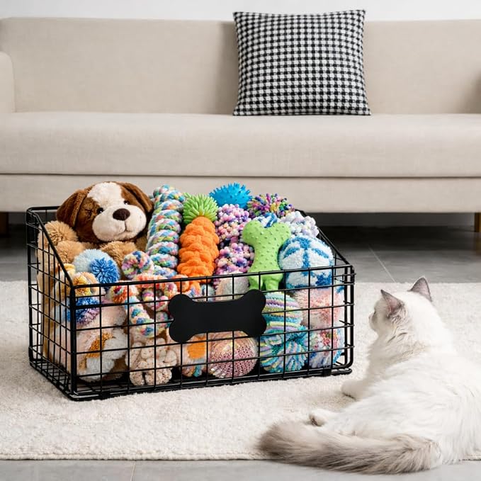 Dog Toy Bin-Dog Toy Basket-Metal Storage Box-Chew-Proof Dog Food Toy Storage Container-Toy Box For Living Room Area-Dog Storage Organizer-For Puppy Leash,Accessories, Blanket Food Storage Container. - Image 7