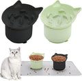 2 Pack Slow Feeder Cat Bowls Silicone Tilted Raised Pet Bowl | Non Slip Base for Digestion Anti Vomit by Guiqulai