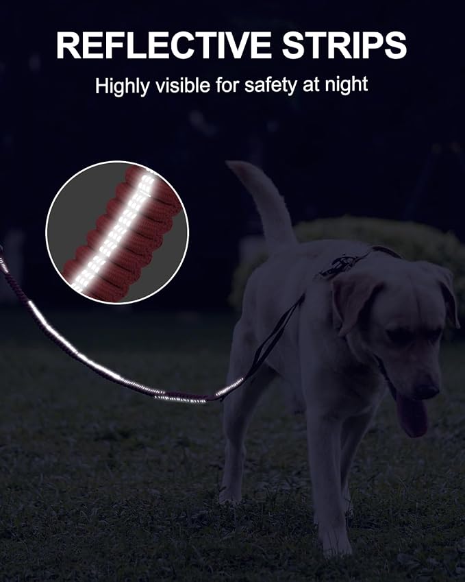 Joytale Tactical Bungee Dog Leash, Shock Absorbing No Pull, Hot Pink | For Large Dogs That Pull, 2 Padded Handles for Control, Car Seatbelt Clip, Reflective for Night Safety, Metal Frog Clip - Image 6