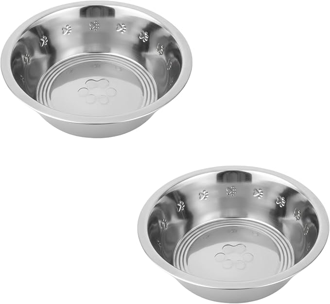 2-Pack Stainless Steel Dog and Cat Bowls 2.5 Cups (0.6L) | Durable Metal Pet Food & Water Dish for Small Pets , Rust-Resistant by HellBlues