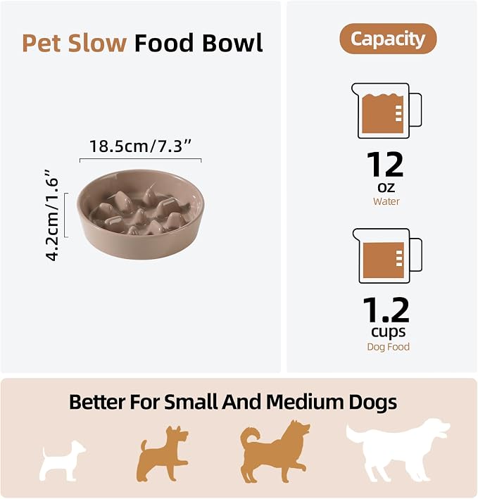 Havniva Dog Bowls Slow Feeder, Ceramic Slow Feeder Dog Bowls for Fast Eater | 1.2 Cups Dog Food Bowl Puzzle Feeder, Slow Feeding Bowls for Small & Medium Breed, Non-Slip Base, Anti-Choking - Image 2