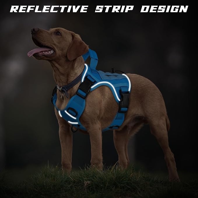 WINGOIN Blue Tactical Dog Harness for Small Dogs,No Pull Dog Harness | with Handle,Adjustable Reflective,Military K9 Style,Big Size Dog Vest,for German Shepherd,for Walking Training Hunting - Image 4