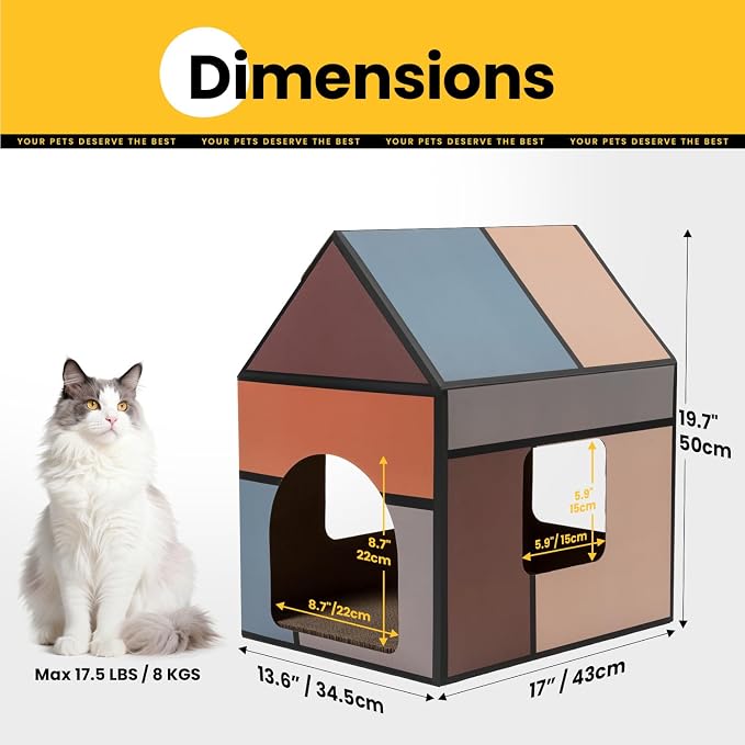 Conlun Large Cat House Scratching Pad Indoor Cave <18 lbs | 2-in-1 cozy cave, heavy-duty recycled cardboard | traps messy crumbs, quick setup | ideal for cats up to 18 lbs - Image 5