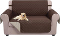 U-NICE HOME Loveseat Sofa Cover for 2 Cushion Couch, Coffee/Beige | 54''Oversized Loveseat Cover Washable, Pet Friendly, Elastic Straps, Water Repellent, Furniture Protector for 2 Cushion by U-NICEHOME