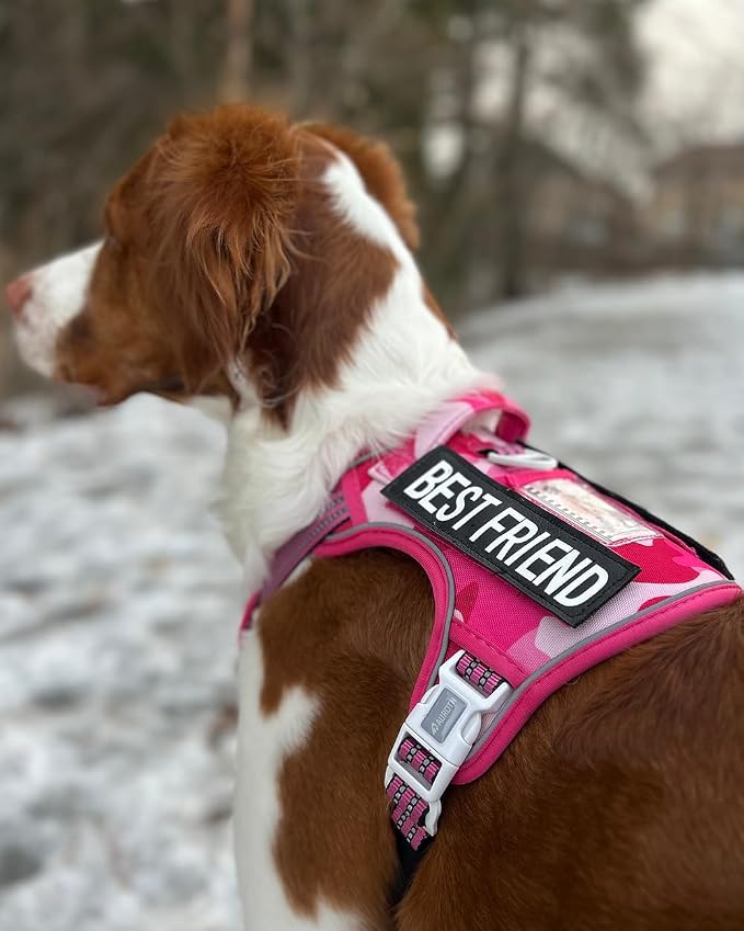 Auroth Tactical Pet Harness for Small Medium Large Dogs No Pull Adjustable, Reflective K9 Working Training Easy Control Vest Military Service Dog, Medium, Pink Camo | Heavy Duty with Handle, Breathable Padded, Reflective, Military K9, Easy Control for ... - Image 6