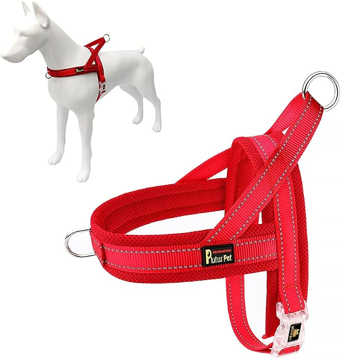 Plutus Pet No Pull Dog Harness for Puppy Small Dogs, Breathable Mesh Padded | Adjustable Reflective with Handle, Escape Proof, Quick Fit Pet Vest, Front Clip, for Training and Walking, Red, XS by PLUTUSPET