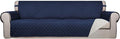 PureFit Reversible Quilted Couch Covers for Dogs Sofa Cover 4 Seater 88" | Navy/Ivory, Water Resistant Couch Protector, Washable Pet Couch Cover with Non Slip and Elastic Straps For Kids by PureFit