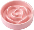 6'' Ceramic Slow Feeder Dog Bowls - Petal Shape Modern Dog Food Dish for Cats and Small Breed Dogs, Puzzle Maze Bowl to Slow Down Eating, Anti-Gulping, Dishwasher & Microwave Safe, Pink by Welloyed