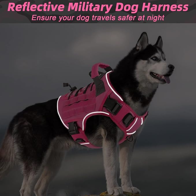 WINGOIN Pink Tactical Dog Harness for Large Dogs,No Pull Dog Harness | Heavy Duty with Handle,Adjustable Reflective,Military K9 Style,Big Size Pet Vest,for German Shepherd,for Walking Hunting - Image 5