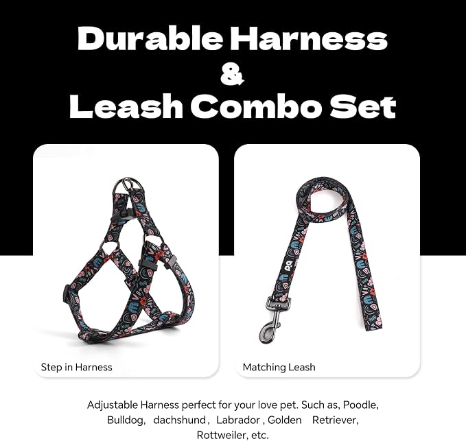 Dog Harness Leash Set Adjustable Heavy Duty No Pull Halter Harnesses for Small Medium Large Breed Dogs Back Clip Anti-Twist Perfect for Walking - Image 7