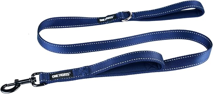 OneTigris No-Pull Dog Leash with Handle for Medium Large Dogs(Blue, 4FT) | Durable lead built for training & daily walks. Ideal drag line for strong pullers and large breeds like bully dogs. by OneTigris