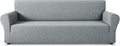 ZNSAYOTX 1 Piece Stretch Oversized Sofa Covers (91"-112"), New Plaid Couch Cover with Non-Slip Buckle for Dog Pets, Ultimate Soft Cozy Washable X-Large Sofa Slipcover Form Fit Protector, Light Grey by ZNSAYOTX