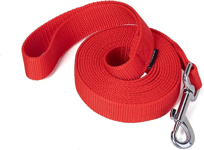 Strong Durable Nylon Dog Training Leash, 1 Inch Wide Traction Rope, 6 ft 10ft 15ft Long, for Small and Medium Dog (Red, 10 Feet) by Siumouhoi