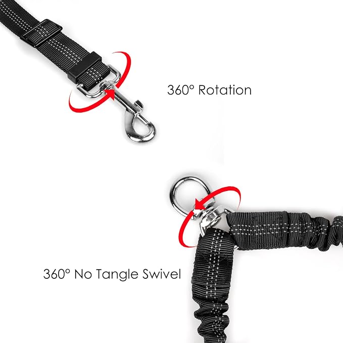 AUTOWT Double Dog Leash, No Tangle 360°Swivel Rotation Reflective Lead Attachment Adjustable Length Dual Two Dogs Lead Splitter, Comfortable Shock Absorbing Walking Training for 2 Dogs - Image 7