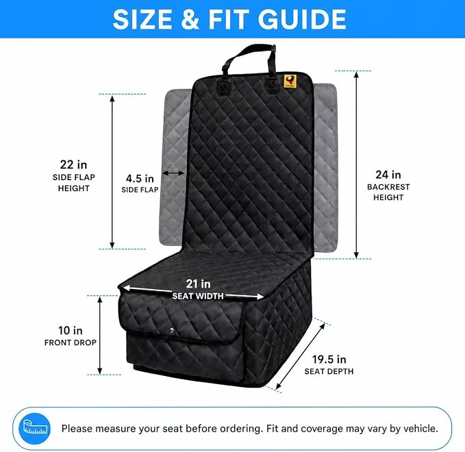 Bark Lover Deluxe Dog Seat Cover for Front Seat-More Durable Spill-Resistant Front Seat Protector, High Heat Resistant and Nonslip Front Seat Cover for Dogs Kids, Universal Size (Black,1 Pack) - Image 5