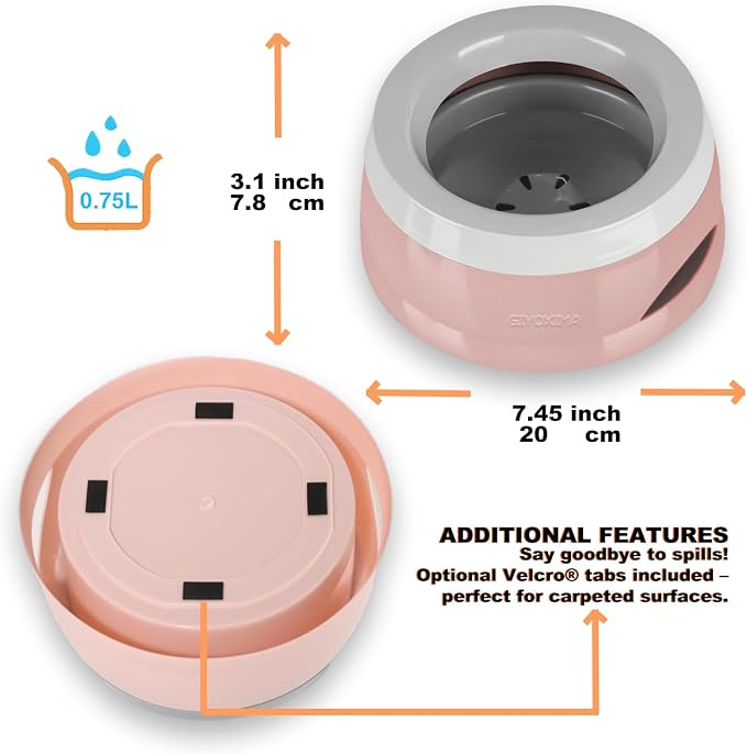25oz Dog Water Bowl for Small/Medium Pets – Spill-Proof and No-Splash Slow Drinking Pet Water Dispenser, Portable Non-Slip Feeder Bowl for Travel, Car, Crate, and Home Use - Pink - Image 5