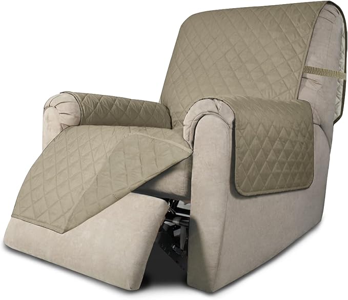Easy-Going Reversible Couch Cover, Recliner 22 in, Beige/Beige | Machine Washable Slipcover For Dogs, Water Resistant Furniture Mat For Living Room, Non-Slip Sofa Cover, Pet Friendly by Easy-Going