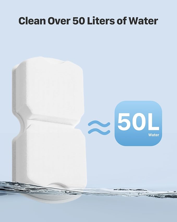 Cat Water Fountain Filter Replacement: 12 PCS Carbon & Sponges | Compatible with UMOCUOY/GIOTOHUN/HOOISE/ATMZIQXR/IHOUONE 74oz/88oz/108oz Stainless Steel Cat Fountains - Image 6