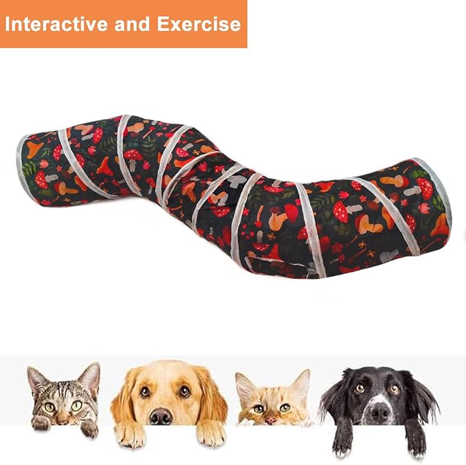 Cat Tunnel, Cat Tunnels for Indoor Cats, S-Shape Foldable Cats Cave | Interactive Toy Pet Tube with Interactive Peephole Crinkle Sounds for Rabbits, Kittens, Ferrets, Puppy Playing & Exploring - Image 5