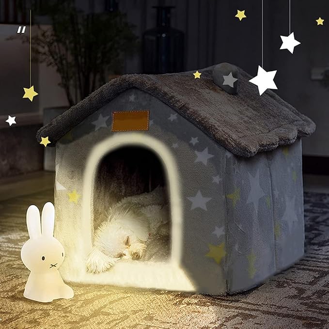 BXEBUI Dog House Indoor Memory Sponge, Foldable Dog House Kennel Bed Mat with Cushion for Small Medium Large Dogs Cats, Winter Warm Cat Nest Puppy Cave Sofa Pet Products (Large) - Image 6