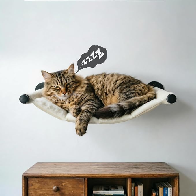 Cat Hammock Wall Mounted, 22.44 x 13.78 in (Soft & Warm Fabric) | Washable Replacement Cloth, For Medium-Sized cats, Wall Mounted Cat Shelves for Sleeping, Playing, Climbing and Resting - Image 6
