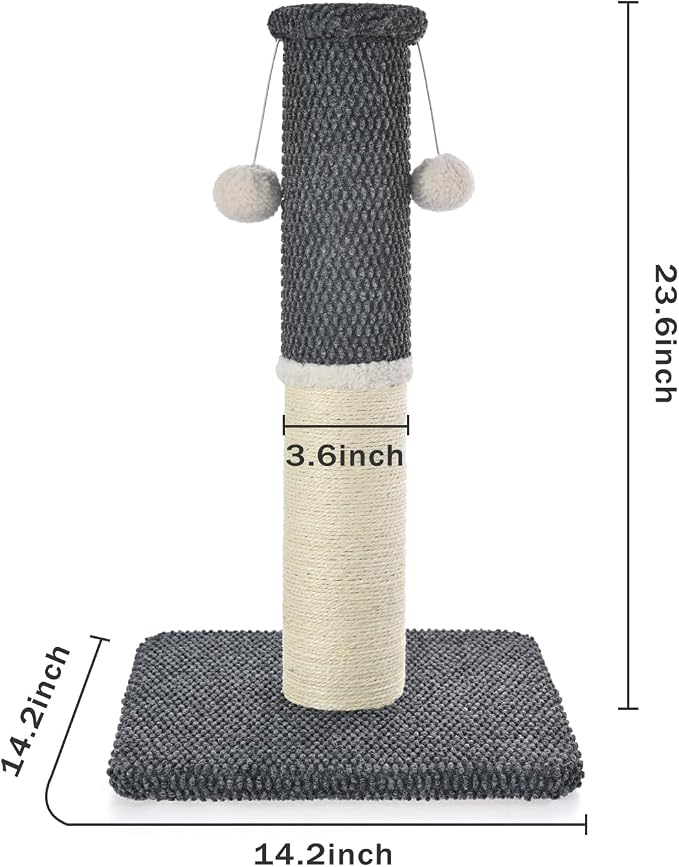 Made4Pets Cat Scratching Post with Sisal & Carpet for Indoor Cats, 23.6" | Cat Scratcher with Wide Stable Base, Interactive Hanging Toys, Ideal for Kittens, Small Cats and Everyday Indoor Play - Image 6