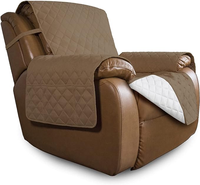 Easy-Going Reversible Couch Cover, Oversized Recliner, Camel/Ivory | Machine Washable Slipcover For Dogs, Water Resistant Furniture Mat For Living Room, Non-Slip Sofa Cover, Pet Friendly by Easy-Going