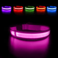 MASBRILL Light Up Dog Collar, LED Glow Collar with USB Rechargeable Lighted Bright Flashing Pink Dog Collar Waterproof for Small Medium Large Dogs, 4 Colors with 3 Sizes (S(0.98 * 15.75"), Pink) by MASBRILL