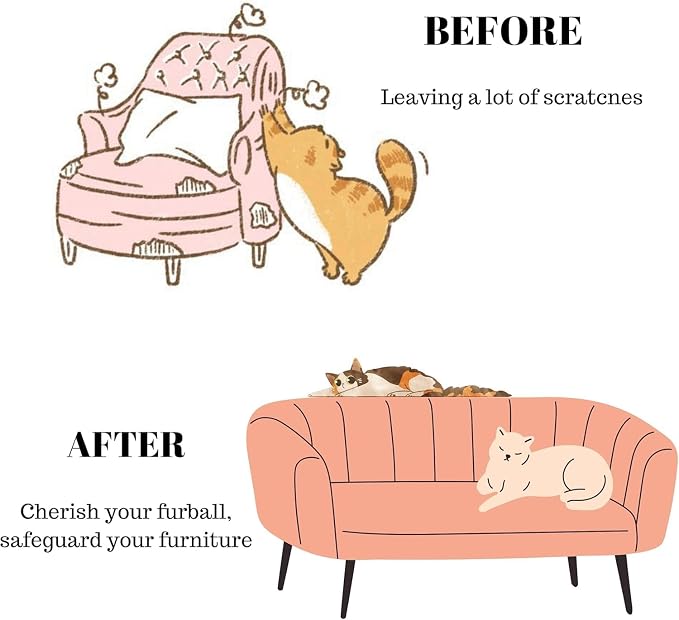 Anti-Cat Scratch Furniture Protector, 200" x 12", Single-Side Cat Couch Scratch Protector with 50 Twist Pins + 1 Scraper - Image 3