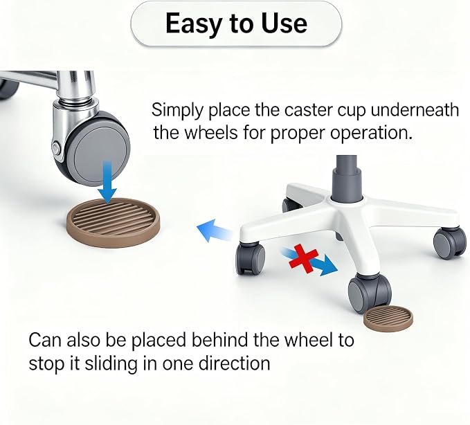 Furniture Coasters - 4 Pcs 4”Round Furniture Caster Cups - Non Slip Pads Hardwoods Floors Non Skid Furniture Grippers Rubber Furniture Feet - Anti Slide Floor Protector for Bed Couch Stoppers Brown - Image 5