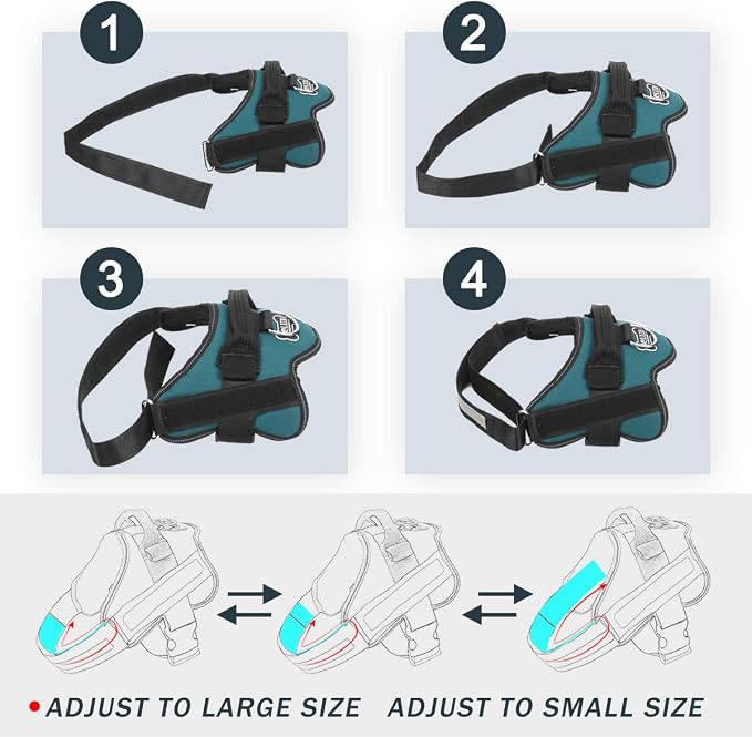 Dog Harness, No-Pull Reflective Dog Vest, Breathable Adjustable Pet Harness with Handle for Outdoor Walking - No More Pulling, Tugging or Choking (Turquoise, S) - Image 3