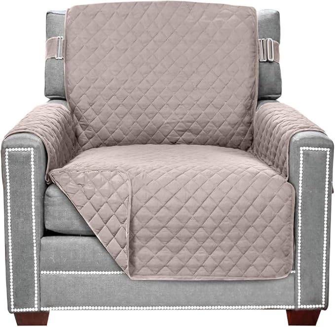 Sofa Shield® Couch Chair Slip Cover for Dogs with Strap, Light Taupe | Reversible Furniture Protector, Stain and Tear Resistant Cushion Cover, Machine Washable Slipcover for Pets, Cats 70 inch by SofaShield